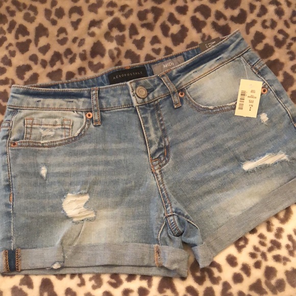 Aeropostale Light Blue Wash Midi Jean Shorts Size 4 - Picture 4 of 15